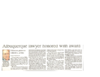 Albuquerque Lawyer honored with award (Albuquerque Journal, January 15, 2014)