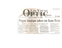 Vegas woman takes on loan firm (Las Vegas Optic, June 6-8, 2008)