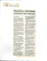 Woman Says Baca Motors Tricked Her into Contracts (Albuquerque Journal, October 8, 2001)