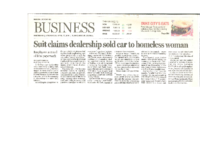 Suit Claims Dealership Sold Car to Homeless Woman (Albuquerque Journal, April 27,2016)