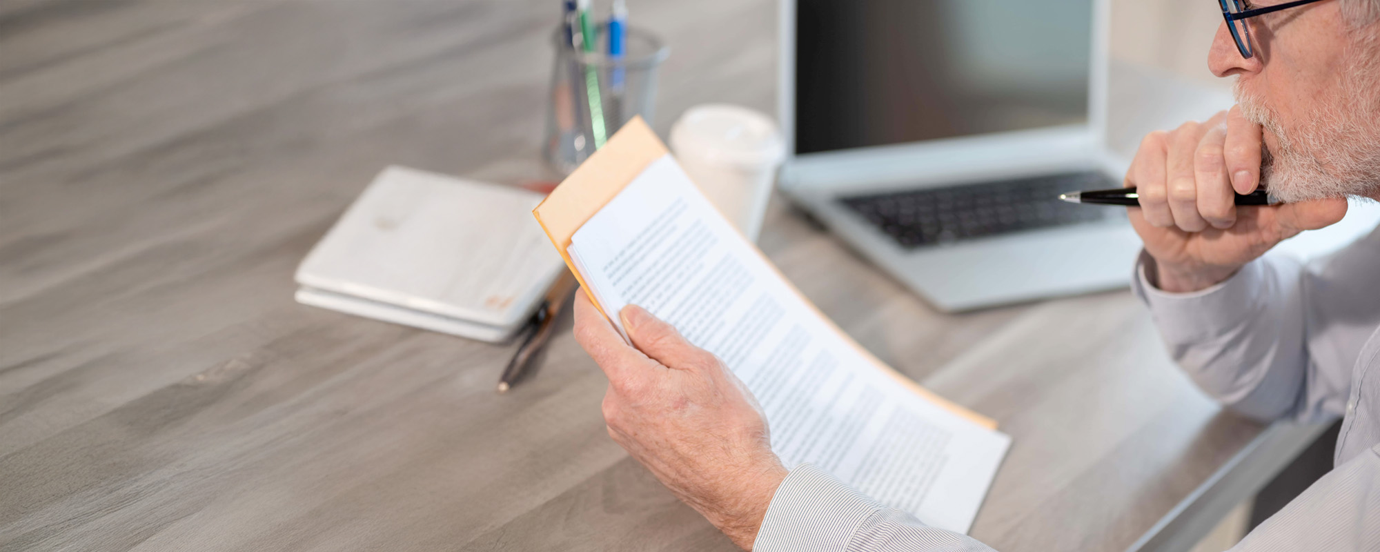 businessman checking a document