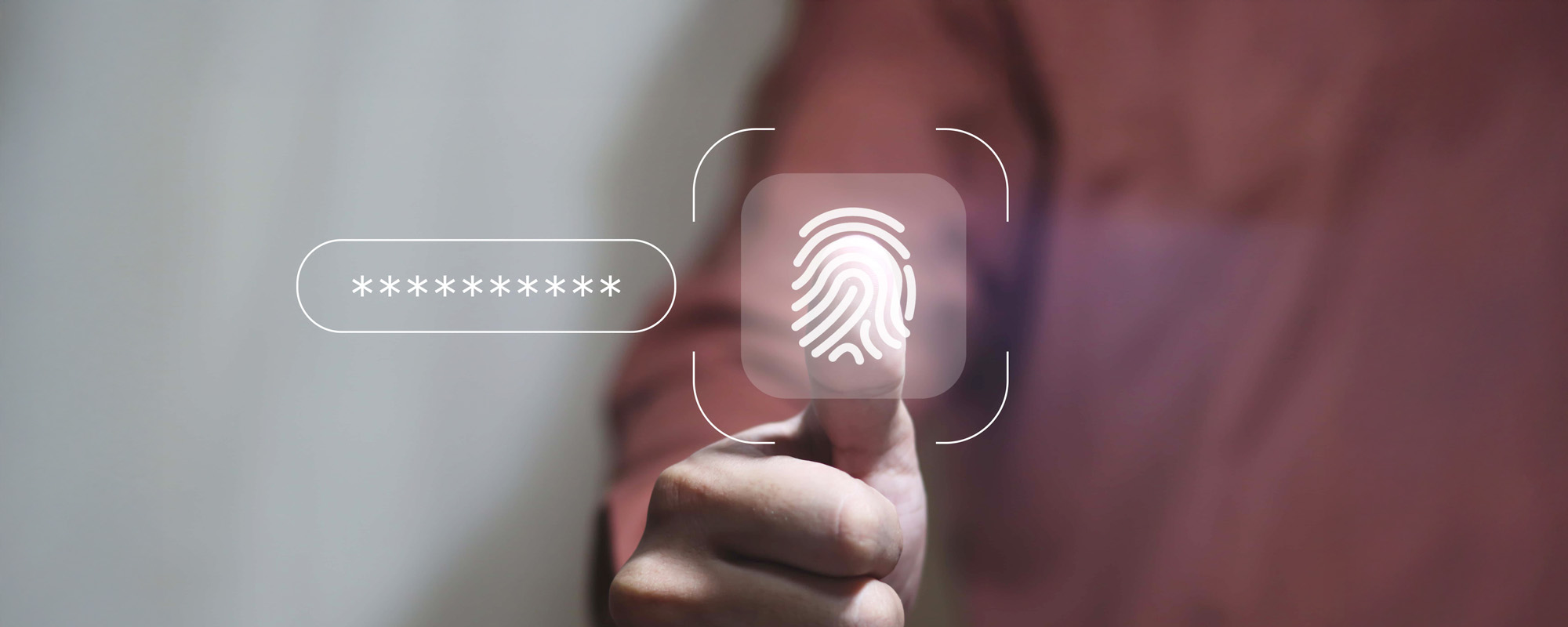 businessman scan fingerprint biometric identity and approval