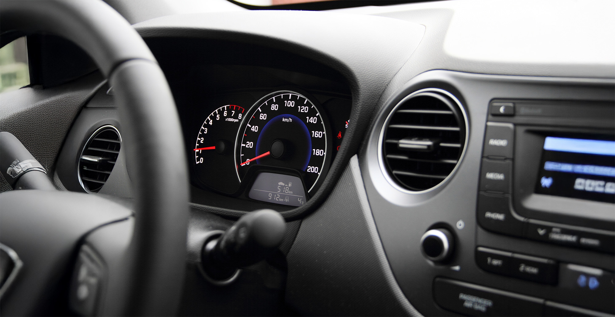 a modern dashboard in a car